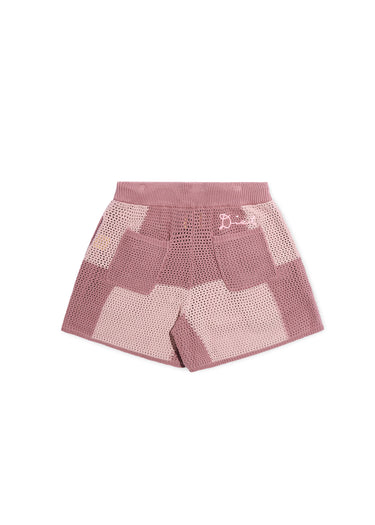 Checkered Crochet Short - Mauve