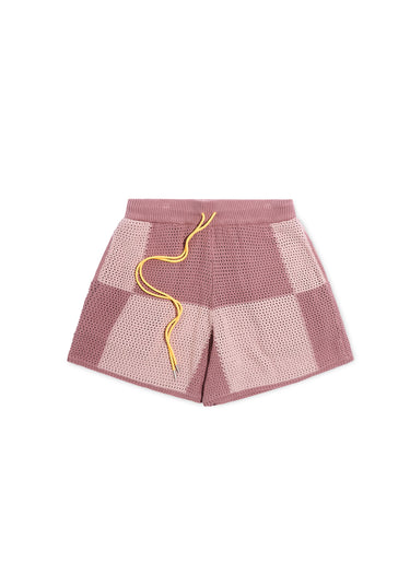 Checkered Crochet Short - Mauve