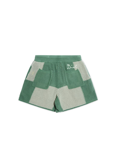 Checkered Crochet Short - Sage