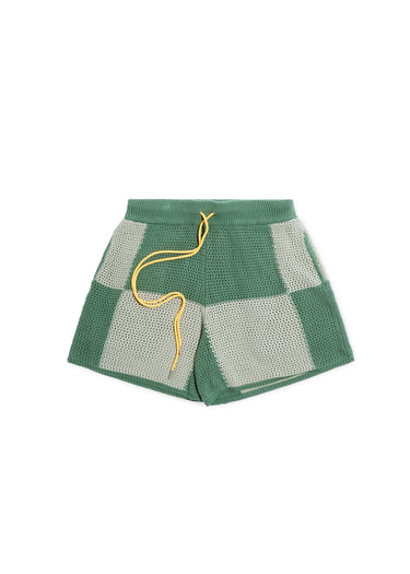 Checkered Crochet Short - Sage
