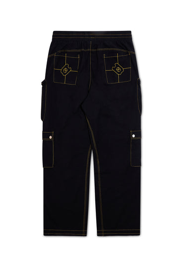 Contrast Cargo Pants - Black
