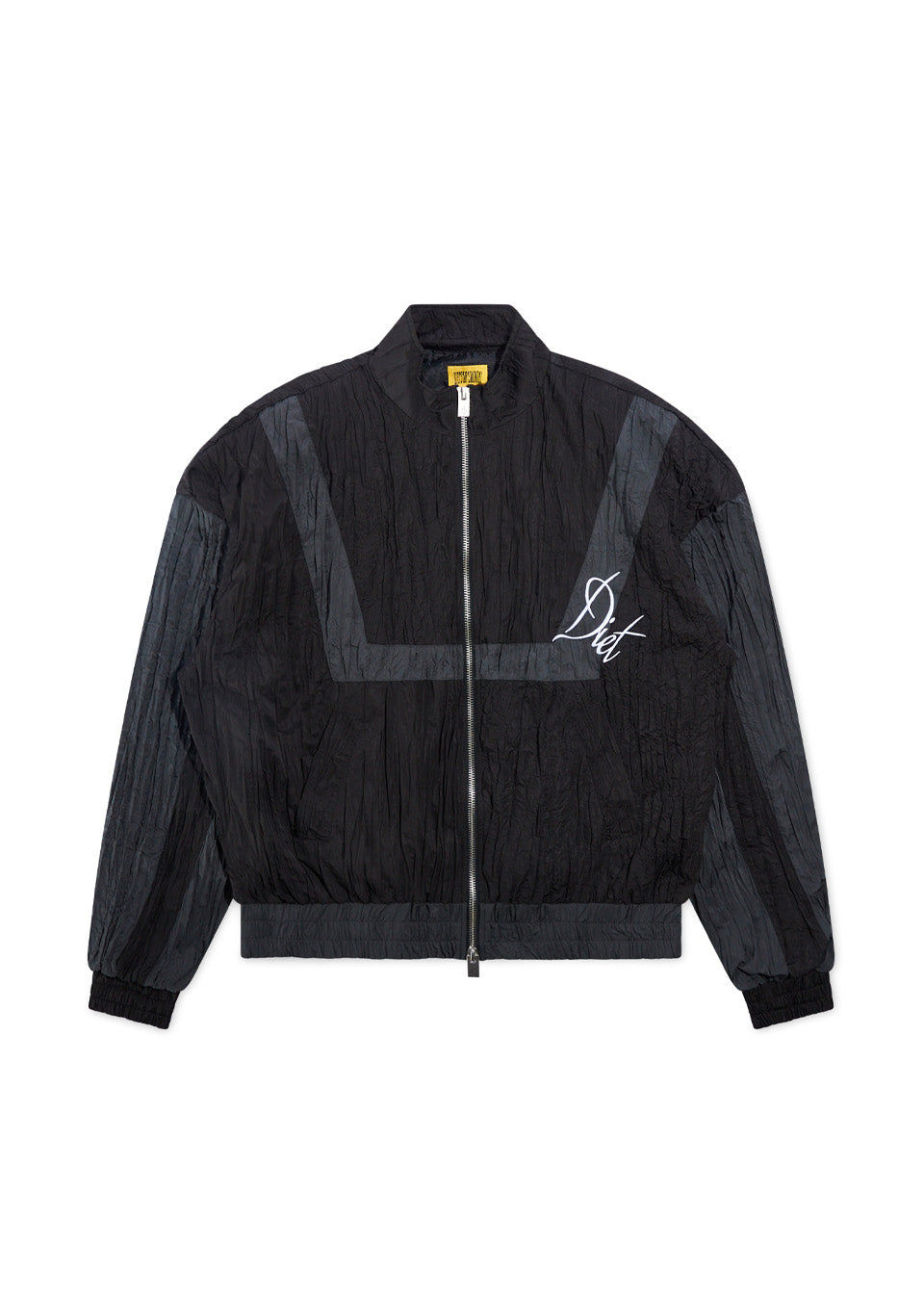 Crinkled Nylon Track Jacket - Black/Grey