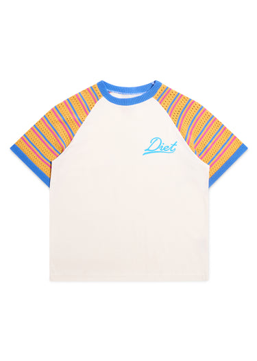 Crochet Raglan Tee - Cream/Yellow