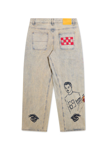 Doodle Denim Pant - Sand