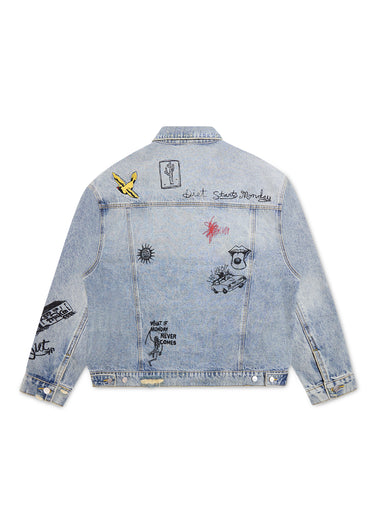 Doodle Trucker Jacket - Indigo
