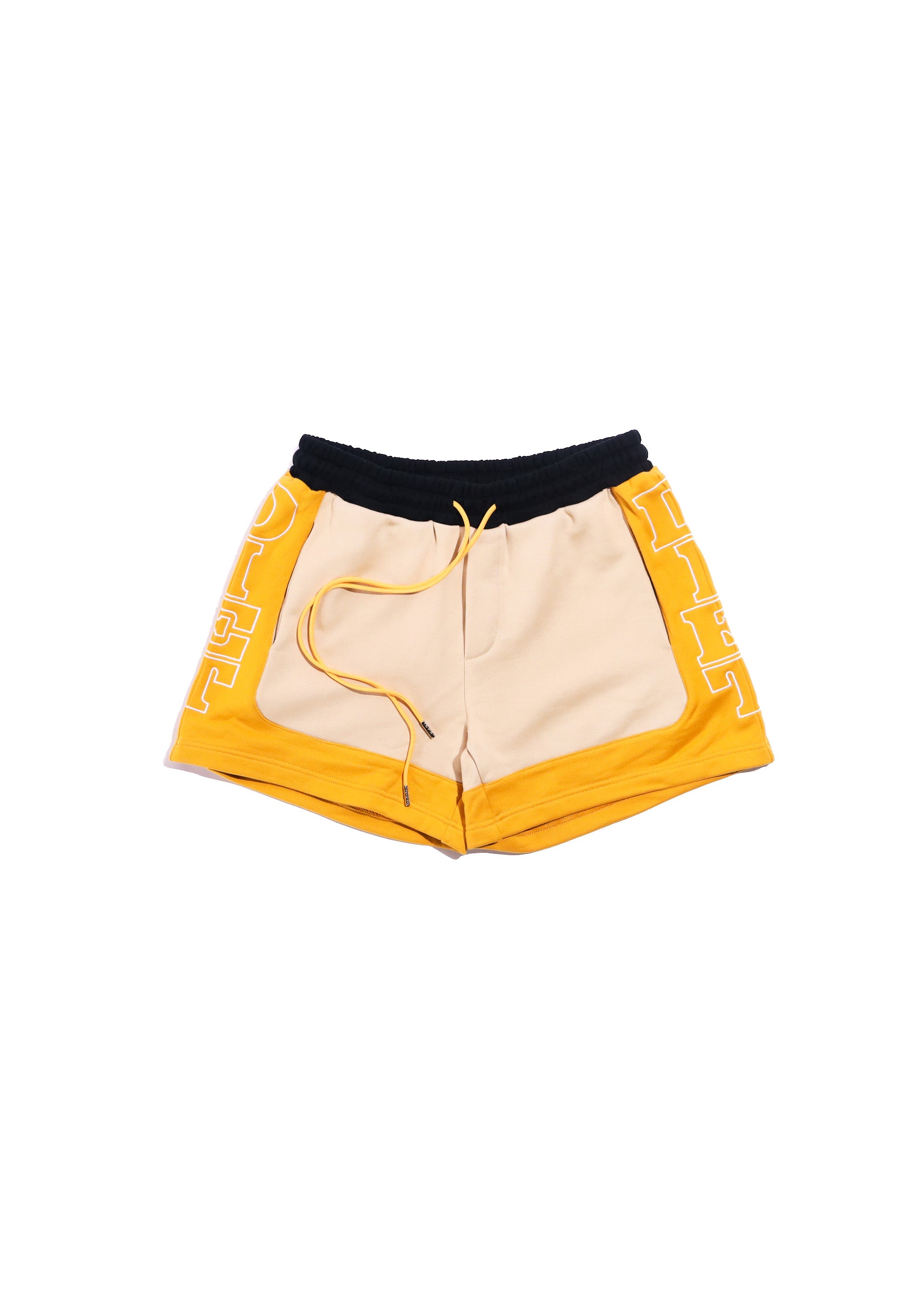 French Terry Row Shorts - Tan/Yellow