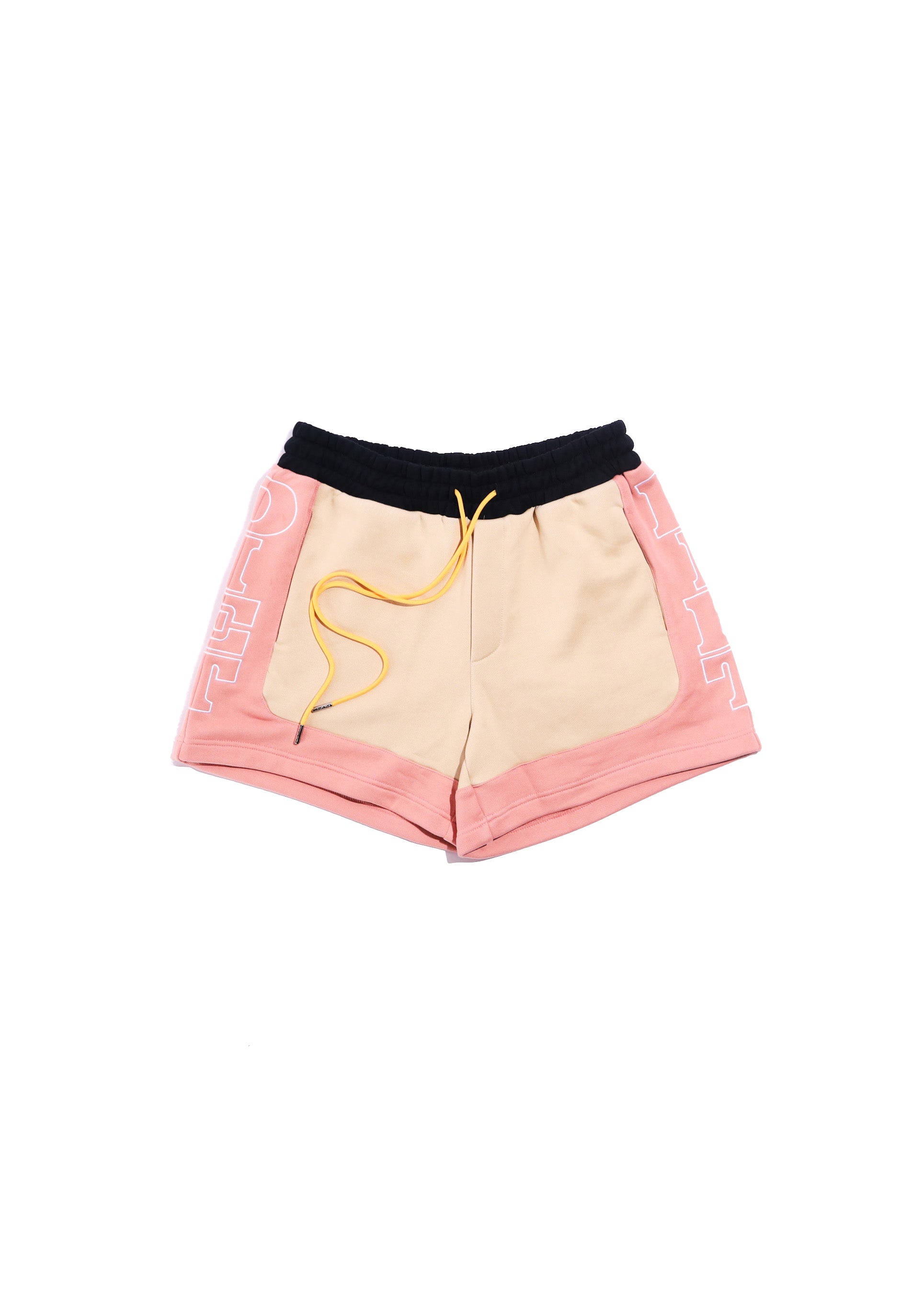 French Terry Row Shorts - Tan/Pink
