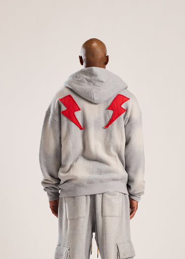 Lightning Full Zip Sweatshirt - Heather Grey/Red