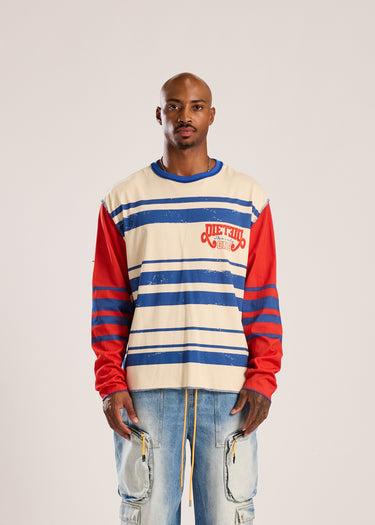 Reverso Striped Long Sleeve - Antique White/Blue/Red