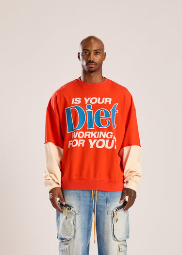 Working For You Double Layer Long Sleeve - Red/Cream