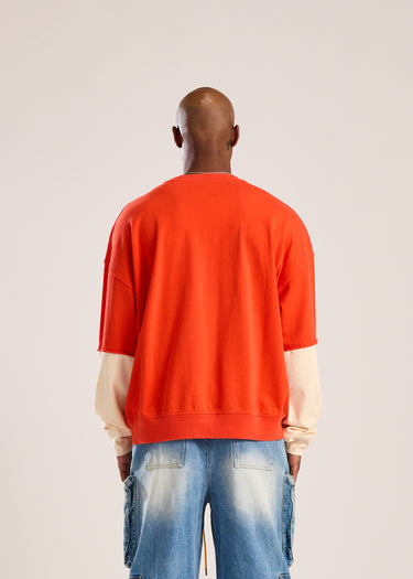 Working For You Double Layer Long Sleeve - Red/Cream