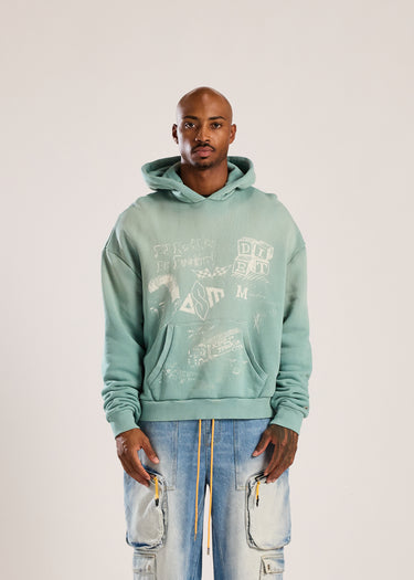 Doodle Hoodie - Washed Teal
