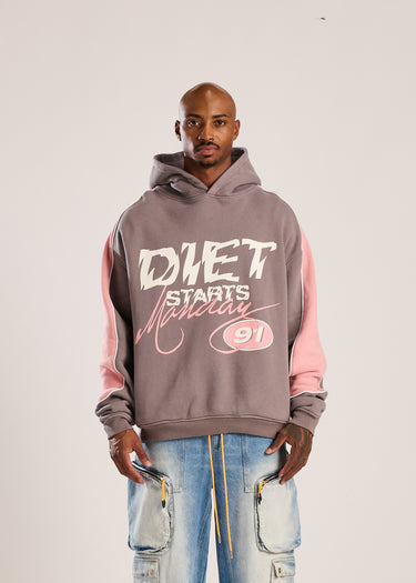 Panel Hoodie - Grey/Blush
