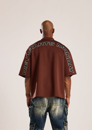 Quater Zip Warm Up Pullover - Brown