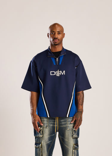 Quater Zip Warm Up Pullover - Navy