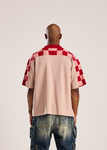 Pit Crew Button Shirt - Blush/Red