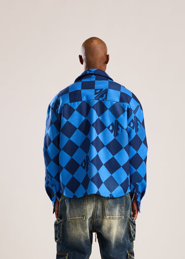Checkerboard Button Up Shirt - Blue