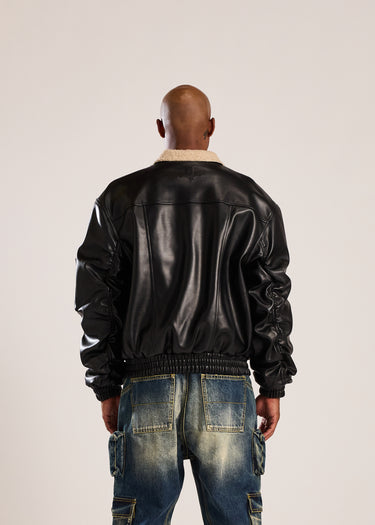 Leather Bomber - Black
