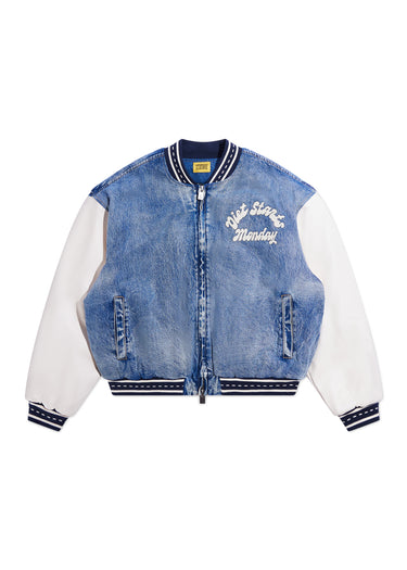Denim Bomber - Washed Indigo/Cream