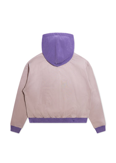 Collegiate Overlap Hoodie - Grey/Purple