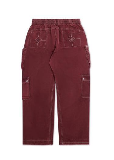 Contrast Cargo Pants - Maroon