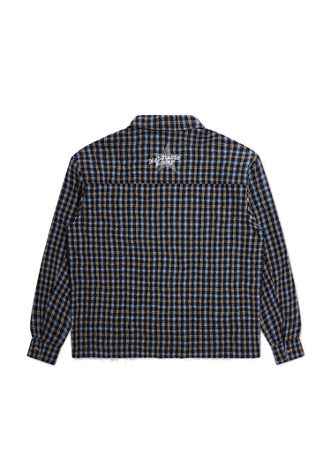 Crinkled Flannel  -  Navy/Tan