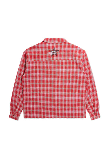 Crinkled Flannel  -  Red/White