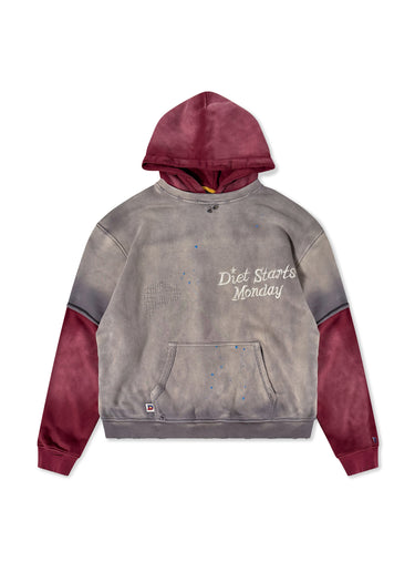 DSM Double Layer Hoodie - Washed Black/Maroon