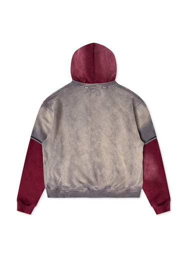DSM Double Layer Hoodie - Washed Black/Maroon