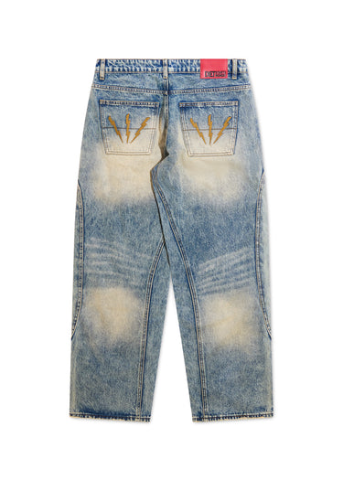 Double Knee Bolt Denim - Washed Indigo