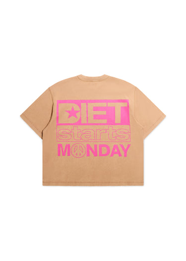 Gogo Tee - Washed Tan/Pink