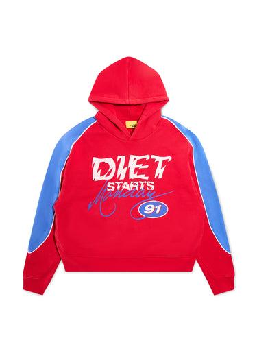 Panel Hoodie - Red/Washed Blue