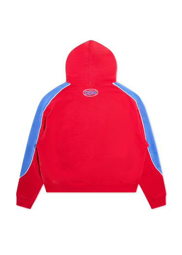 Panel Hoodie - Red/Washed Blue