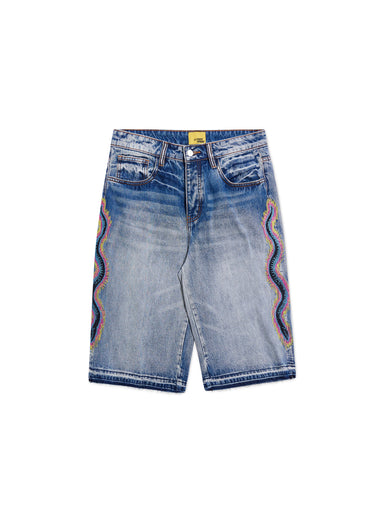 Snake Denim Shorts - Washed Indigo