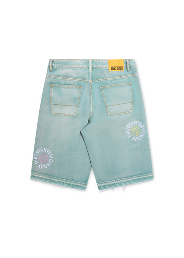 Sol Denim Shorts - Washed Green