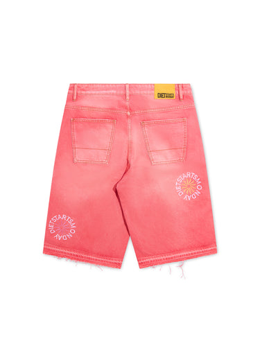 Sol Denim Shorts - Washed Red