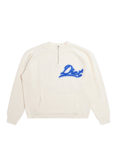 Knit Mohair Pullover - Cream/Blue