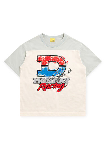 Racing Yoke Tee - Antique White/Grey