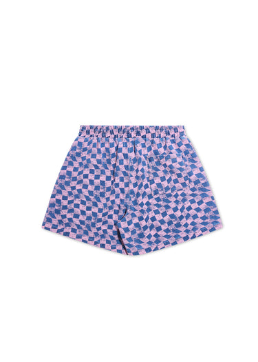 Warped Checkered Shorts - Lavender/Navy