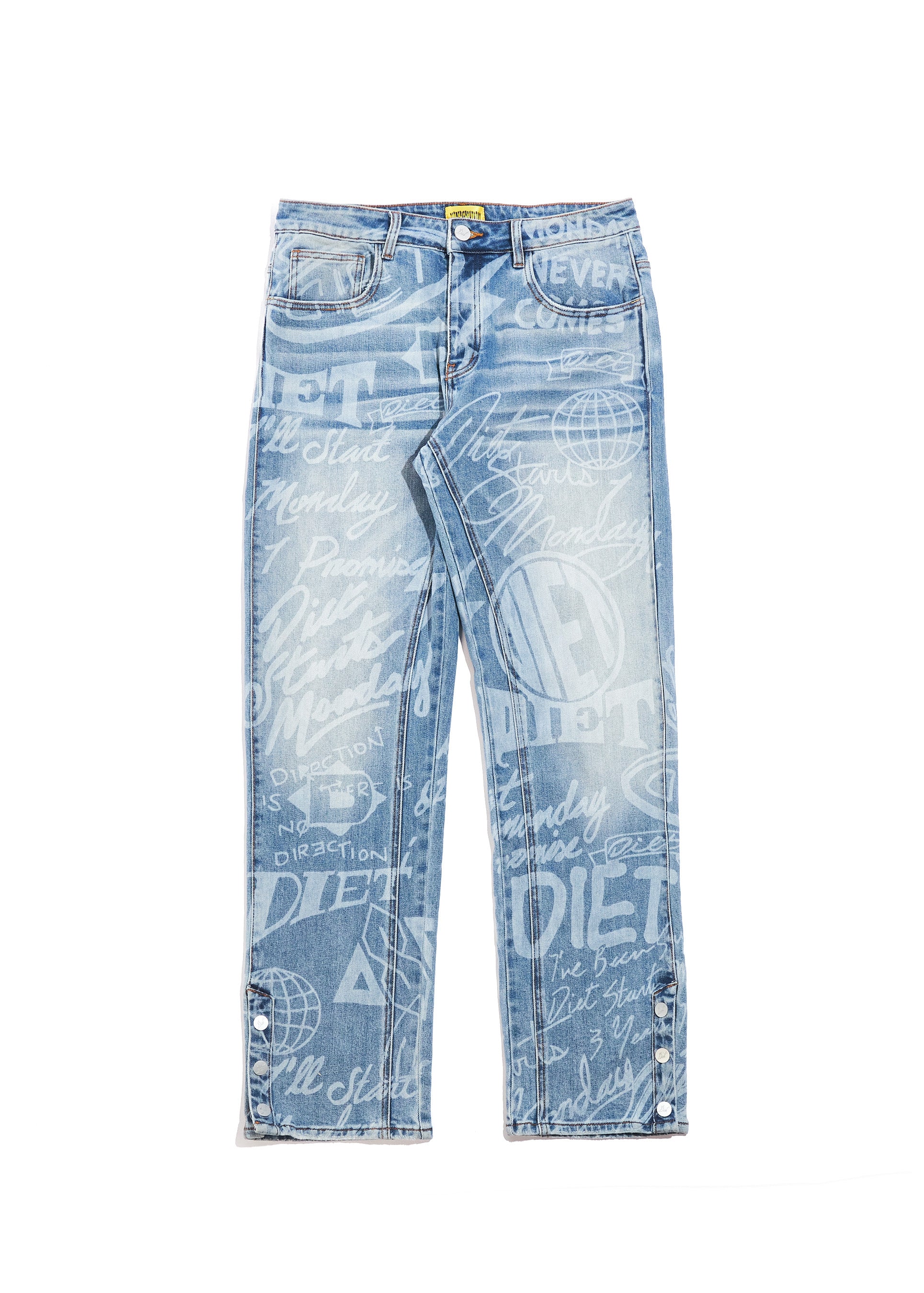 Scribbled Denim Jeans - Indigo