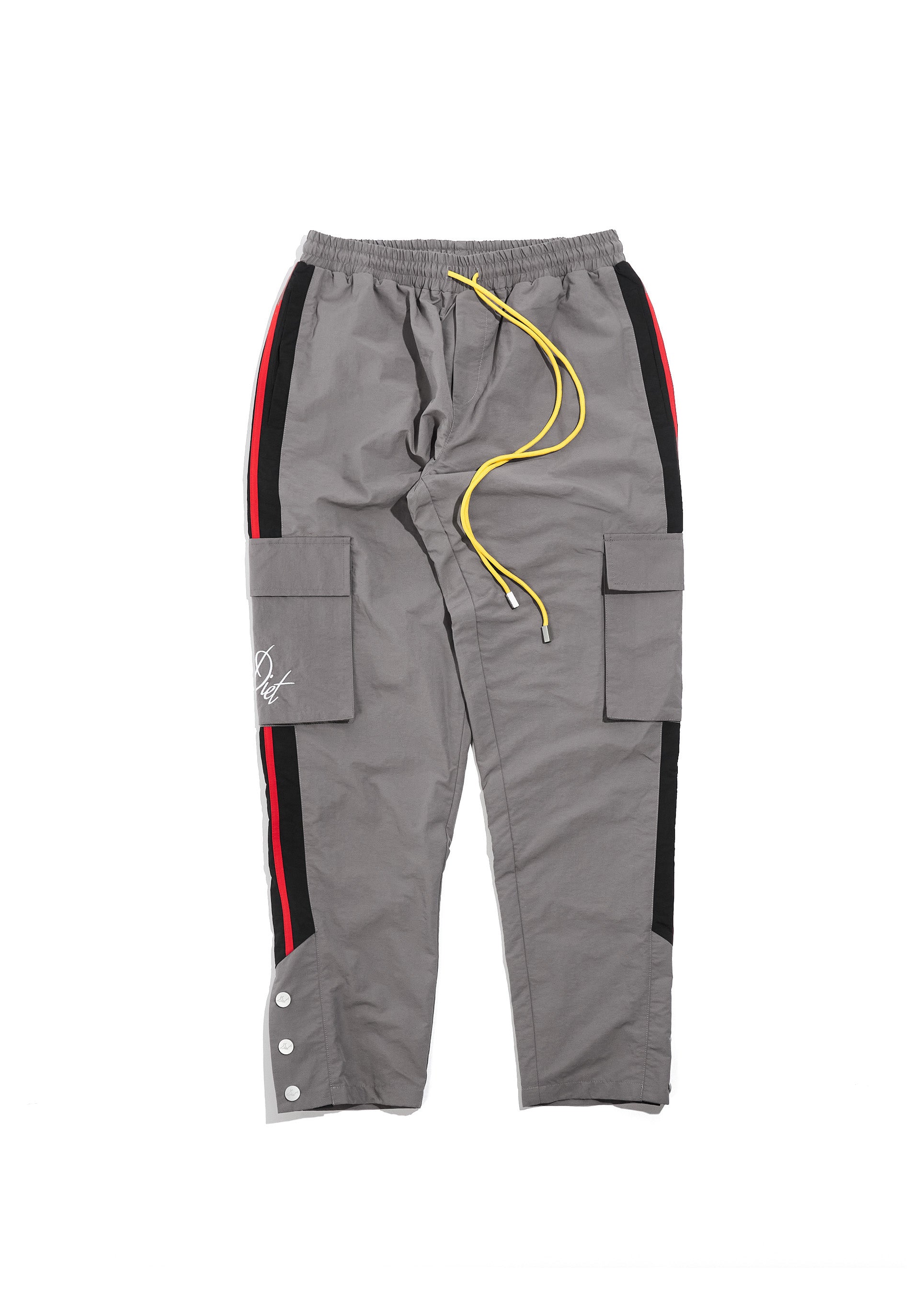 Cargo Track Pants - Grey/Red